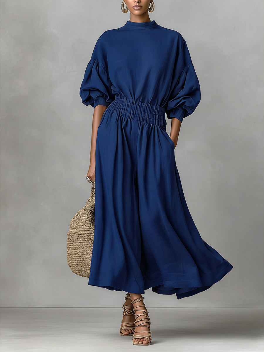 Casual Waist-cinching Linen And Cotton Dress