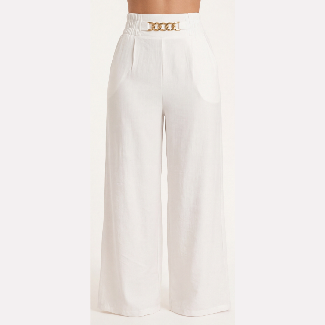 Gold Accent Wide Leg Trousers