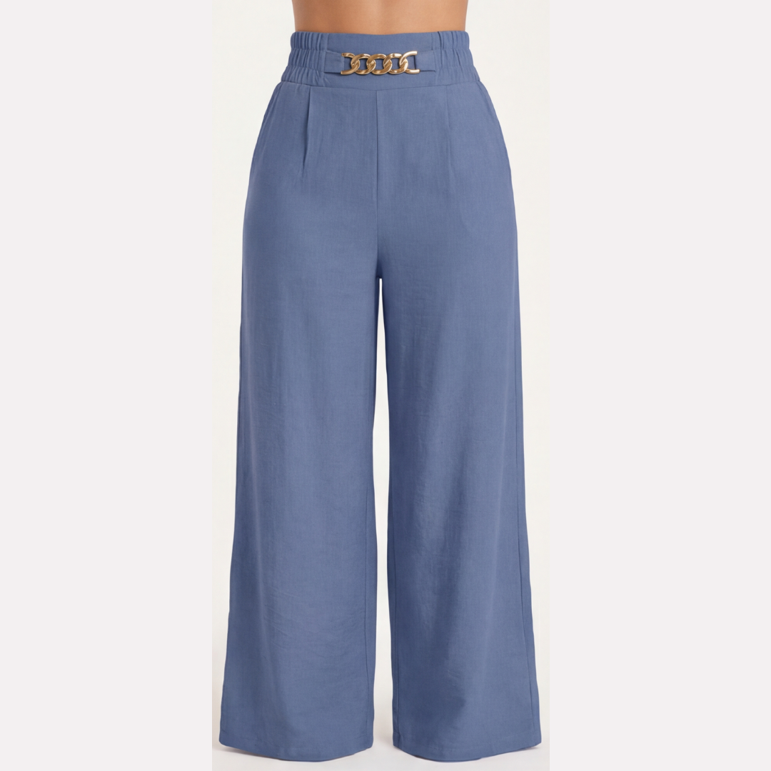 Gold Accent Wide Leg Trousers