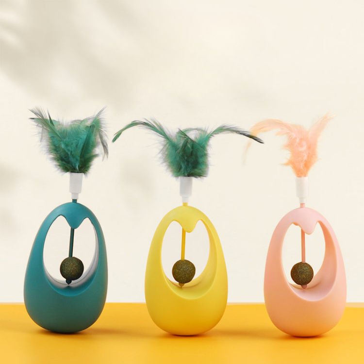 Catnip Ball Tumbler Toys With Feather