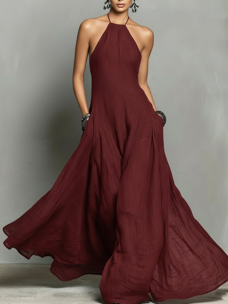 Minimalist And Elegant Halter Neck Maxi Dress