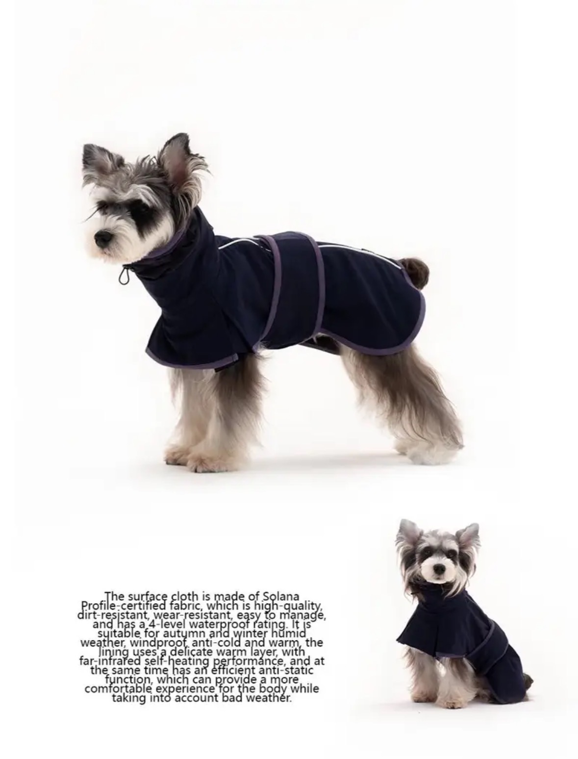 Waterproof Down-Filled Dog Coat Winter Warmth Base Layer For Bichon Frise and Schnauzer