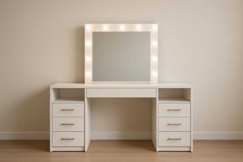 Coiffeuse avec Miroir Lumineux en Bois 140x40x80 cm Blanc