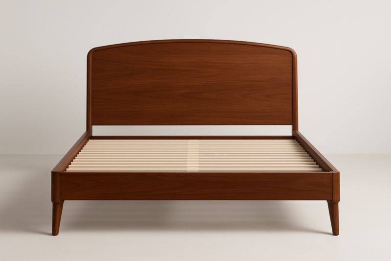 Lit double en bois massif marron 140x200×100 cm