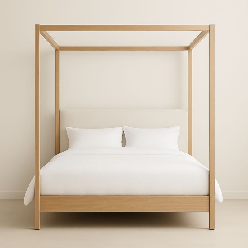 Lit à baldaquin en bois Beige 200x160 cm