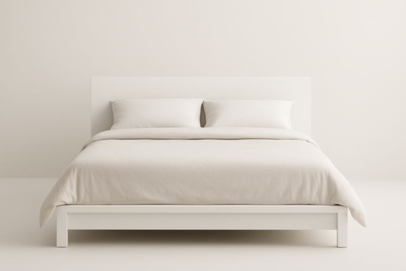 Lit double en bois blanc 160x200×100 cm