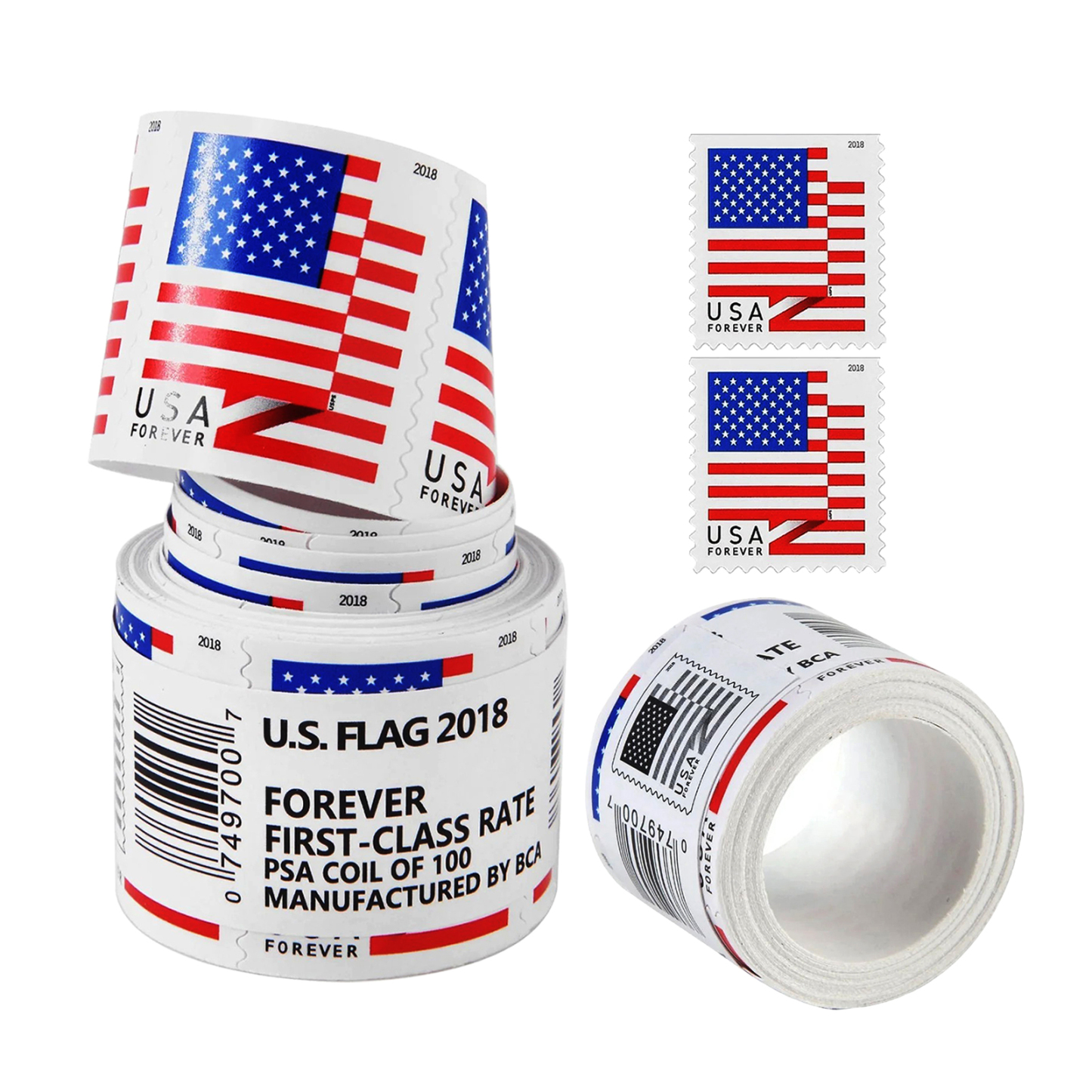 2018 USA Flag Rolls Forever First Class Postage Stamps