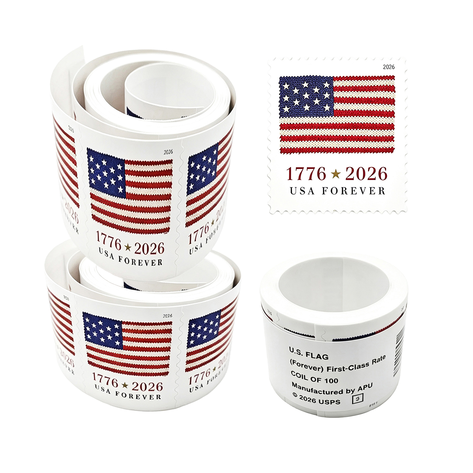 2026 USA Flag Rolls Forever First Class Postage Stamps