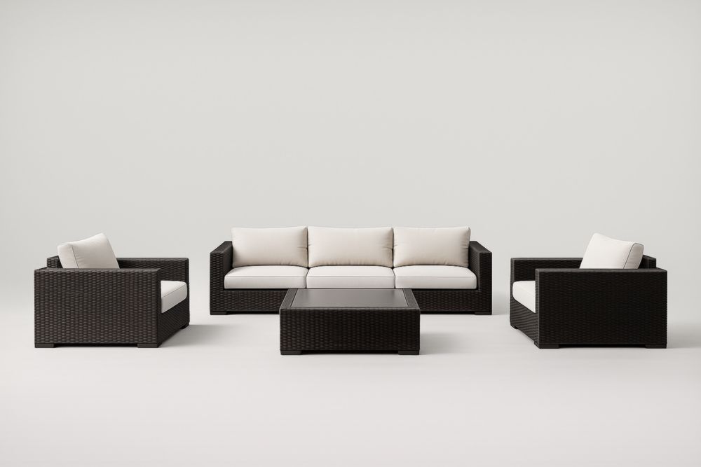 Set Divano da Esterno in Rattan con Cuscini Sfoderabili-Dwellnovora