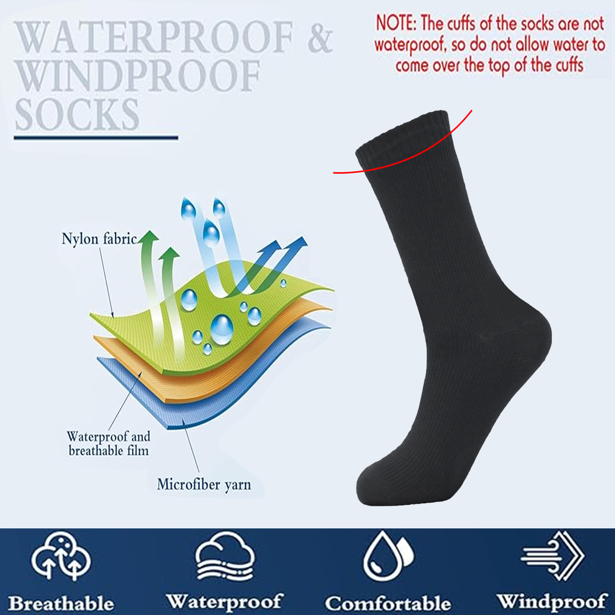 Outdoor Hiking Fishing Cycling Waterproof Breathable Socks