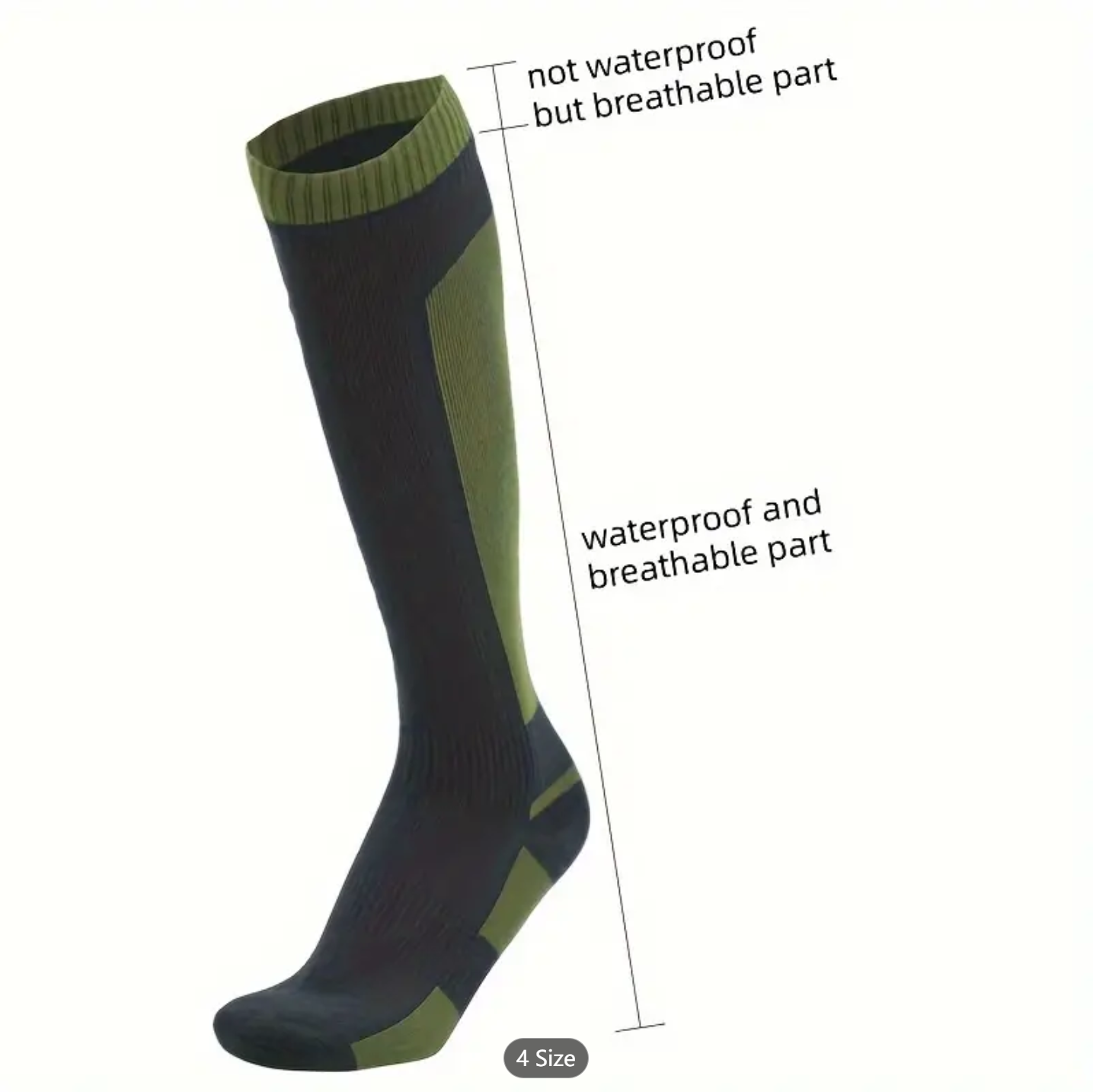 Knee High Waterproof Socks Long Outdoor Hiking Fishing Waterproof Socks