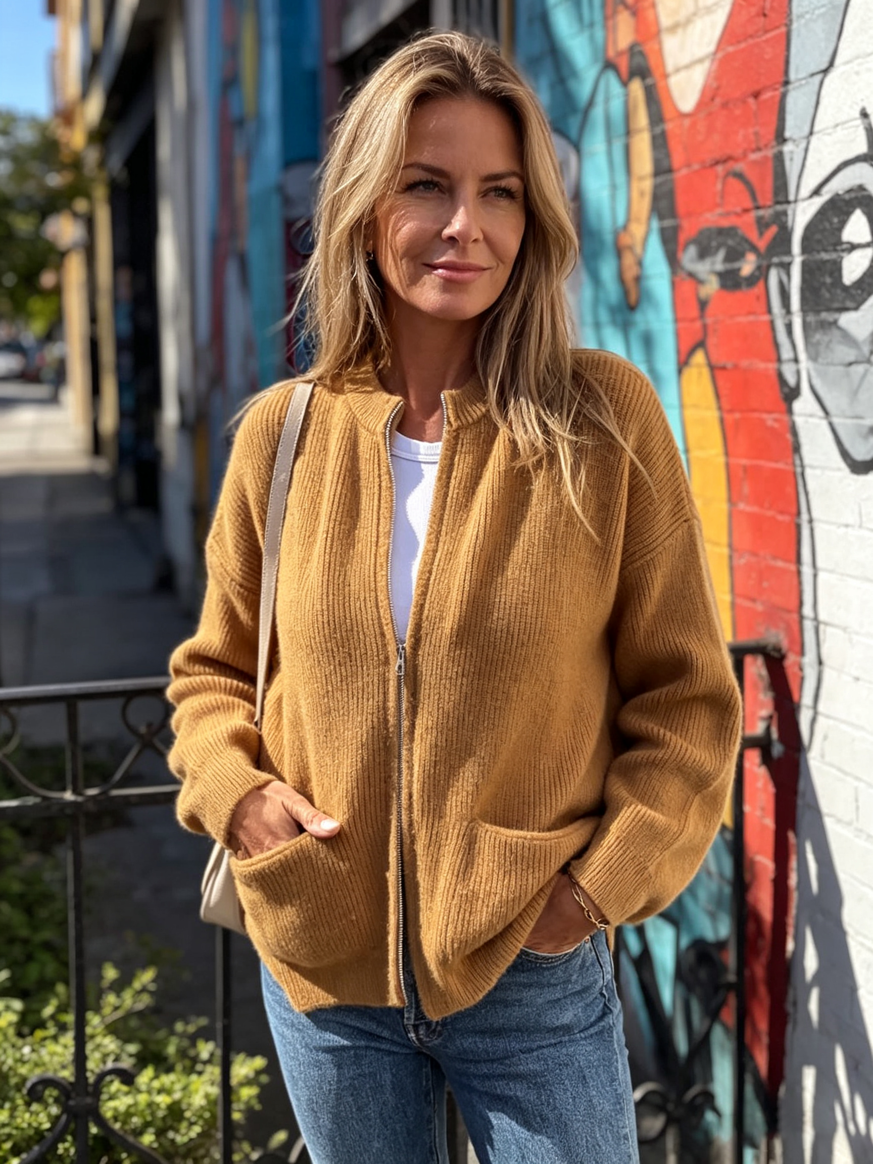 CLEARANCE SALE🔥 Round Neck Zipper Knitted Jacket