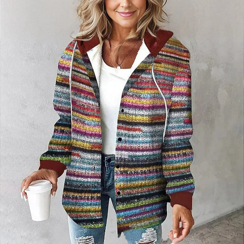 Women's plaid hooded jacket