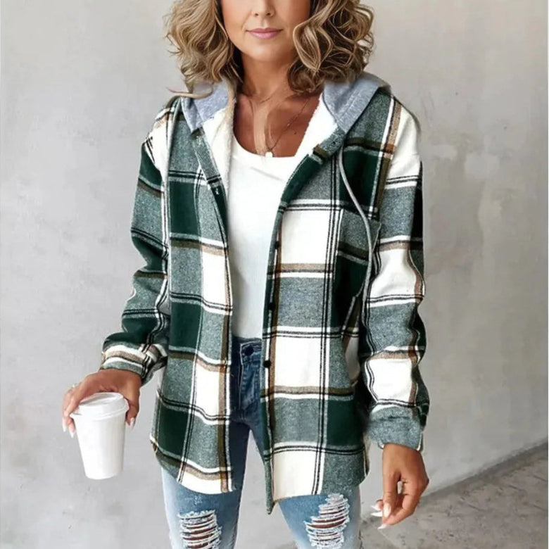 Women's plaid hooded jacket