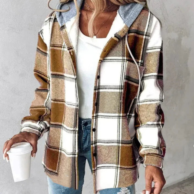Women's plaid hooded jacket