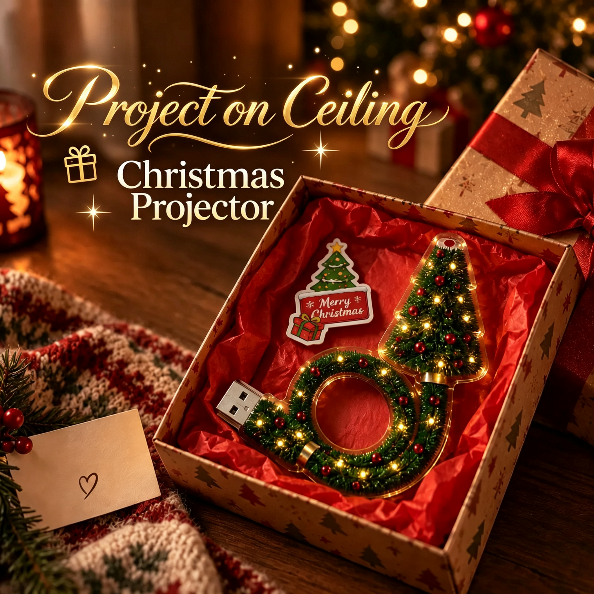 Cozy Christmas Projector | Project on Ceiling, Home Decor Lamp