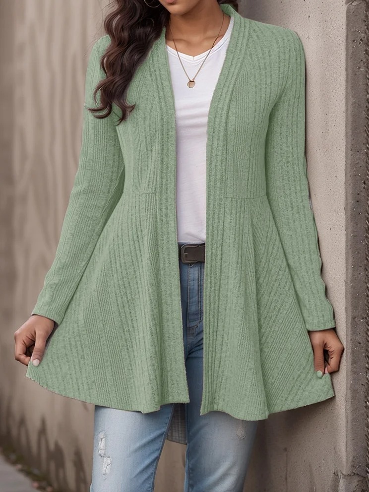 Women Plain Cover Up Casual Split Joint Lightweight Cardigan
