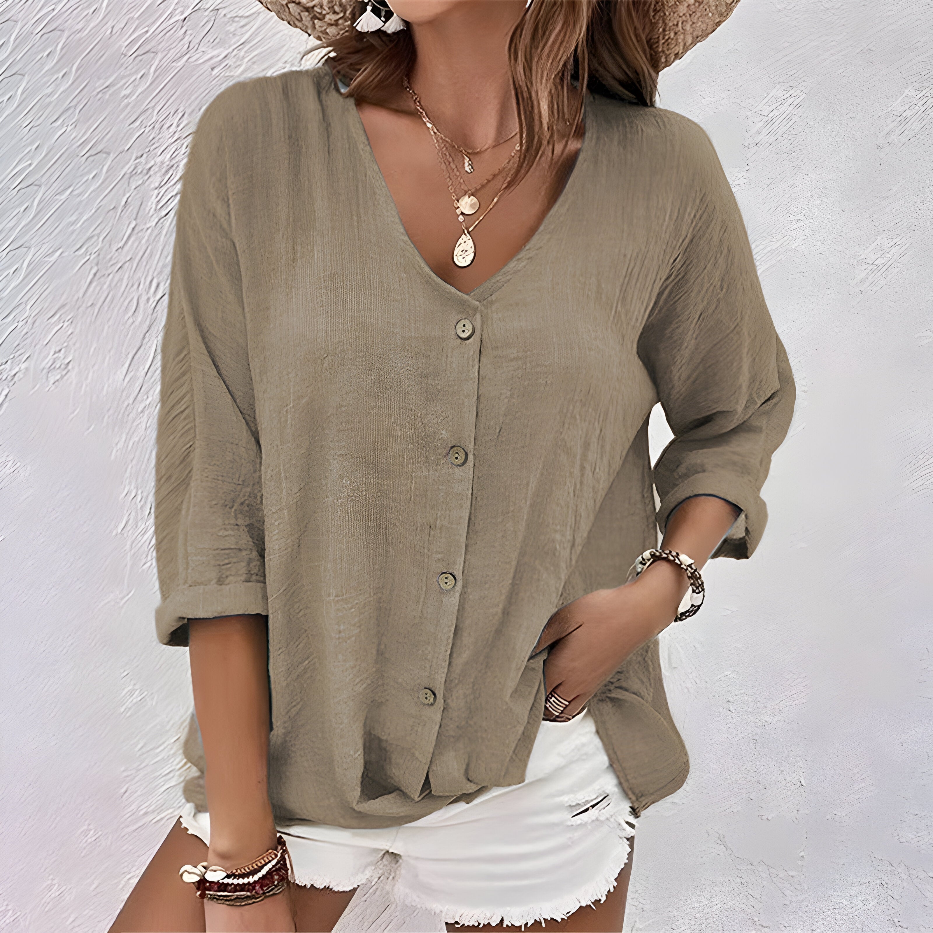  Relaxed Button-Up Blouse