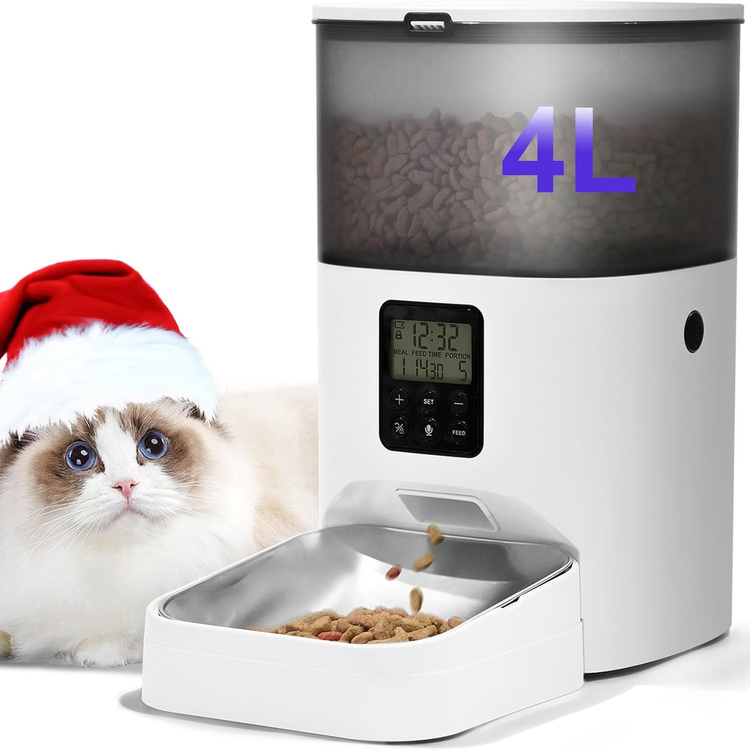 Automatic Cat Feeder, 4L Cat Food Dispenser