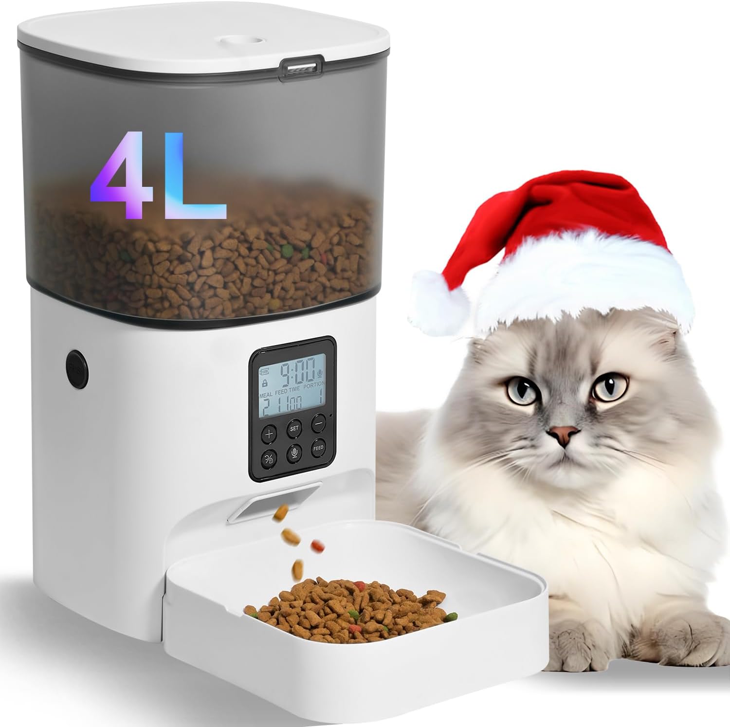 Automatic Cat Feeder, 4L Cat Food Dispenser