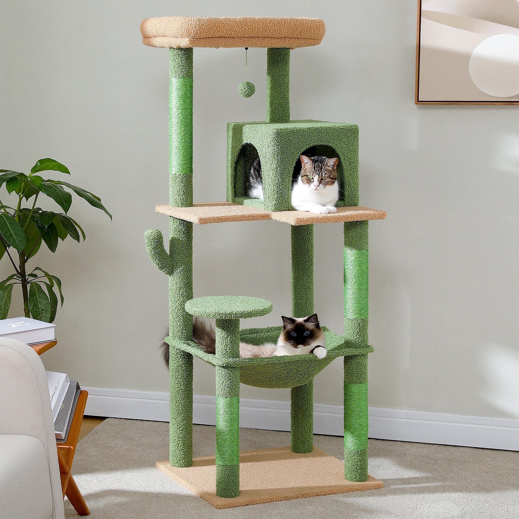 Cat Tree for Large Cats 56"Tall Cat Tower Condo with Scratching Post for Indoor Cats