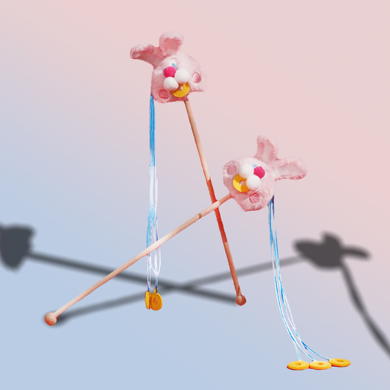 Pink Rabbit Cat Teaser Wand