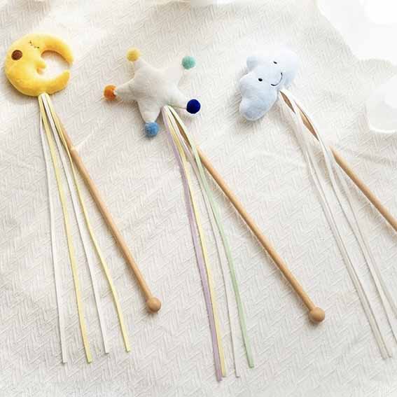 Cloud Moon Star Cat Teaser Wand with Catmint