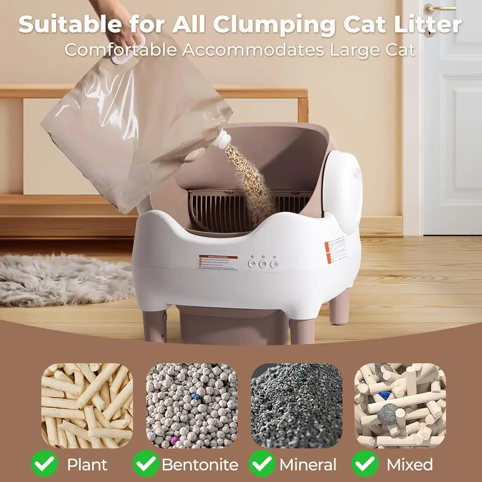 Automatic Self Cleaning Cat Litter Box Intelligent Cat Litter Pan Open-Top Design Odorless APP Control Cat Sand Box Tray