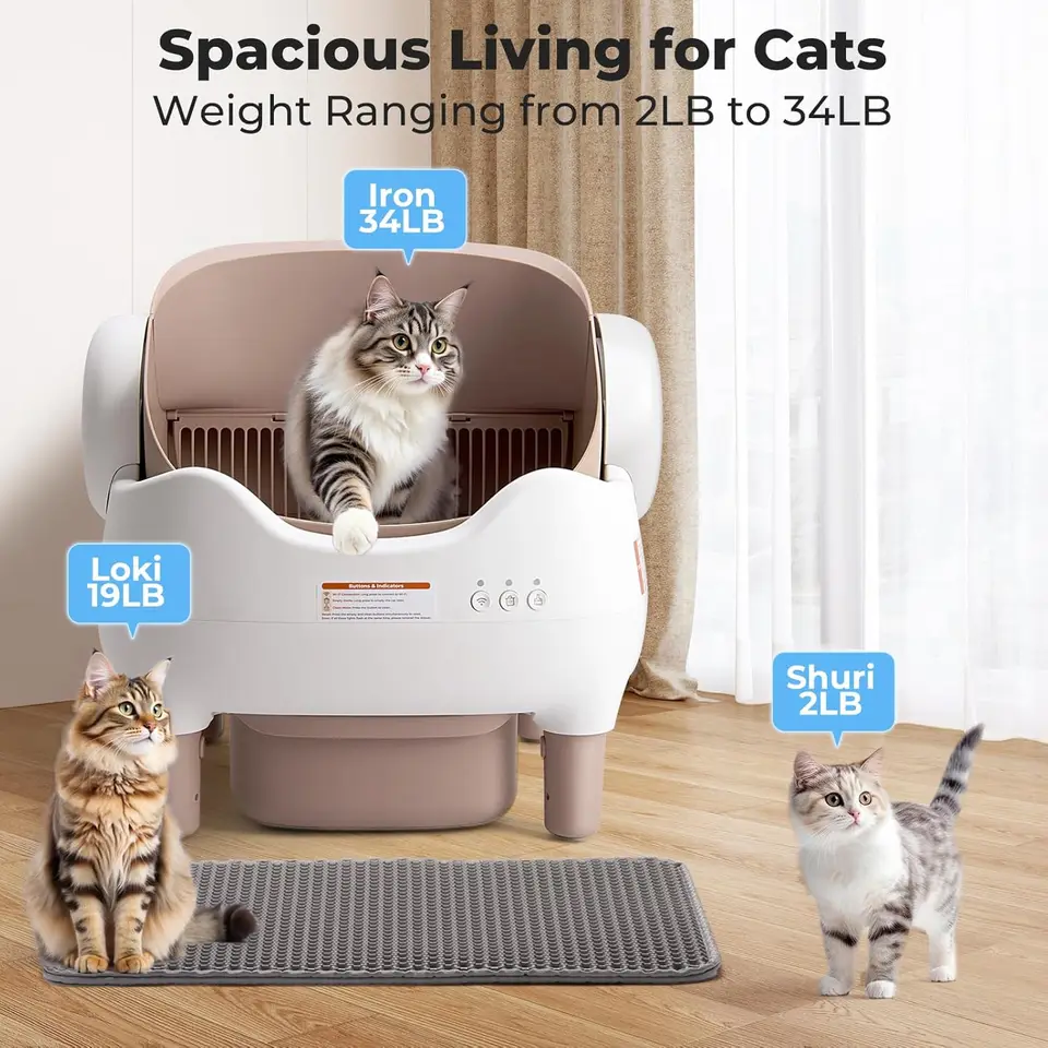 Automatic Self Cleaning Cat Litter Box Intelligent Cat Litter Pan Open-Top Design Odorless APP Control Cat Sand Box Tray
