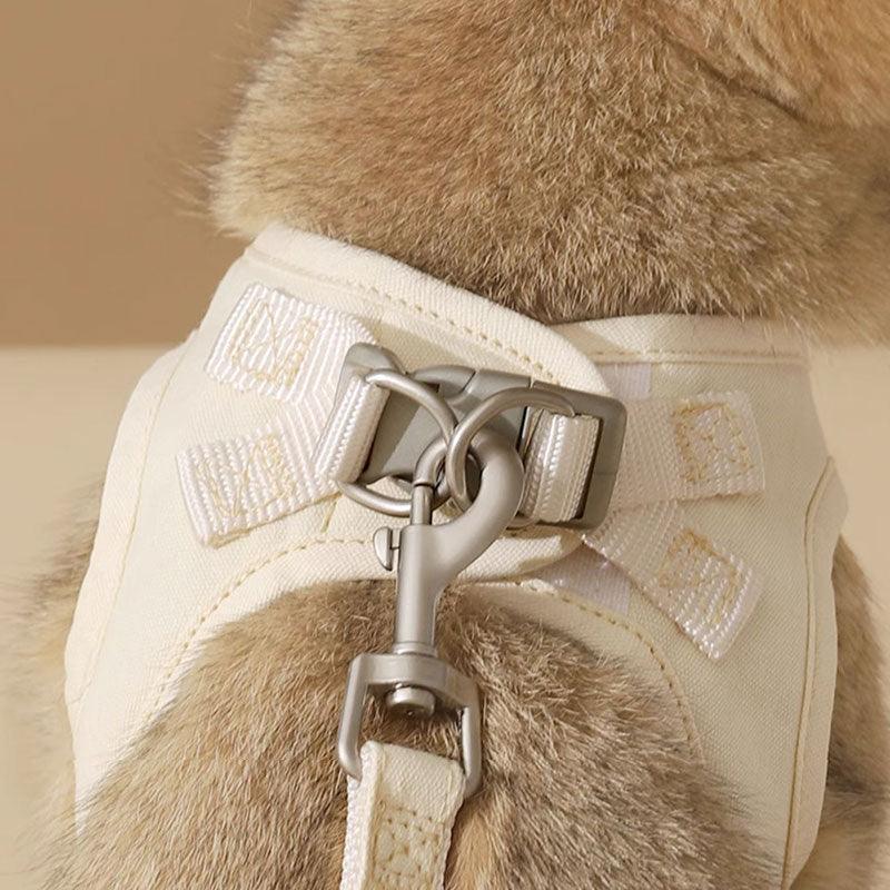Rabbit Embroidered Cat Leash Set Beige Kitty Harness