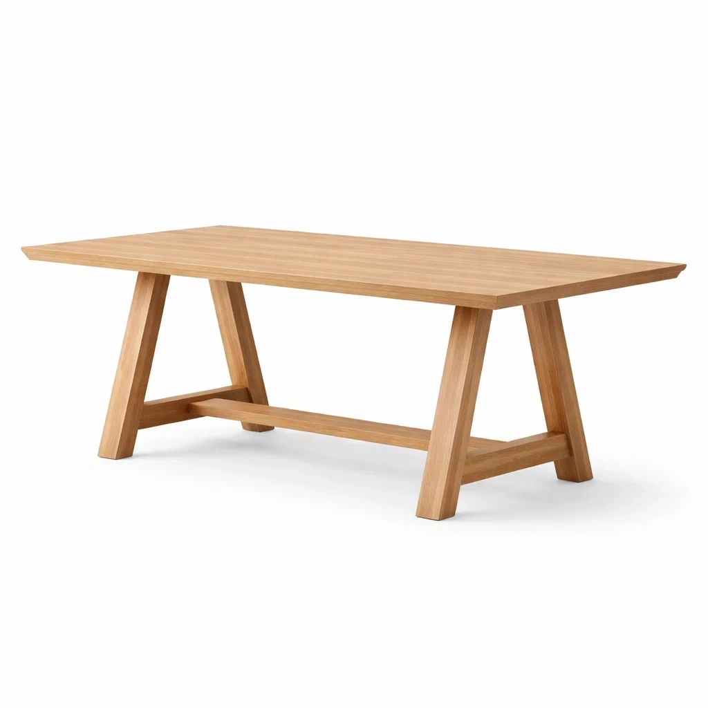 Tavolo rettangolare in Legno Massello di Quercia 200x90x75 cm-FURNIFYHUB