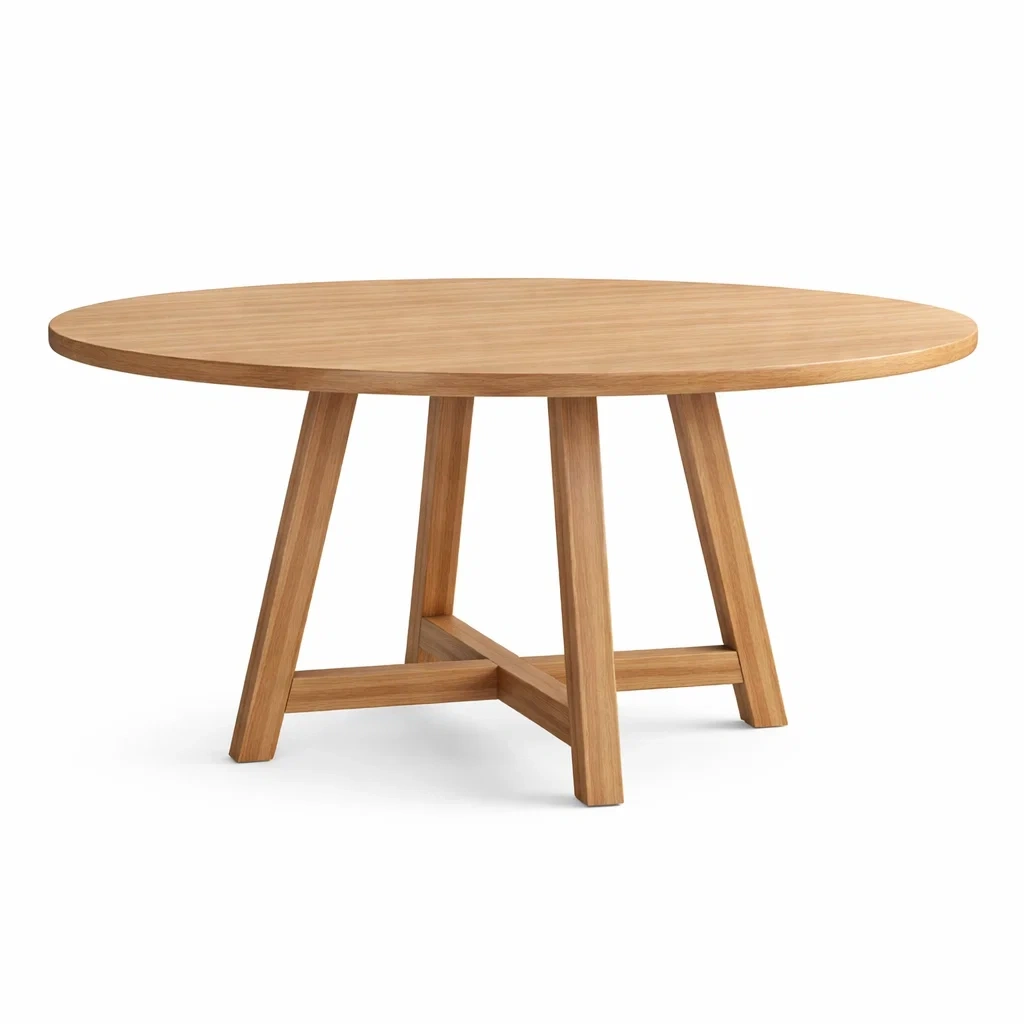 Tavolo rotondo in Legno Massello Naturale-FURNIFYHUB