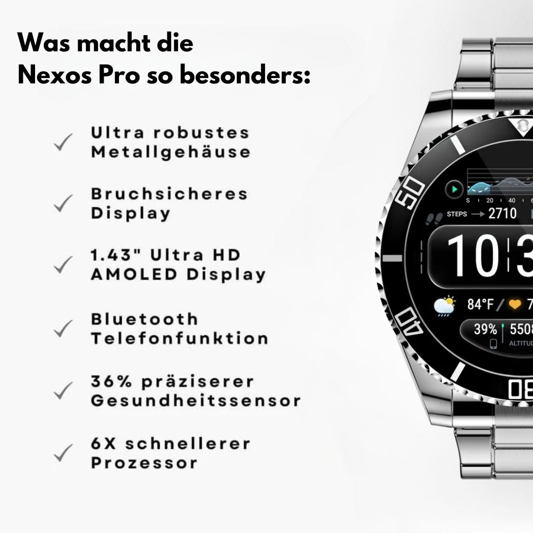 Nexos Pro Smartwatch - Unzerstörbare Militär-Gesundheitsuhr (2025)