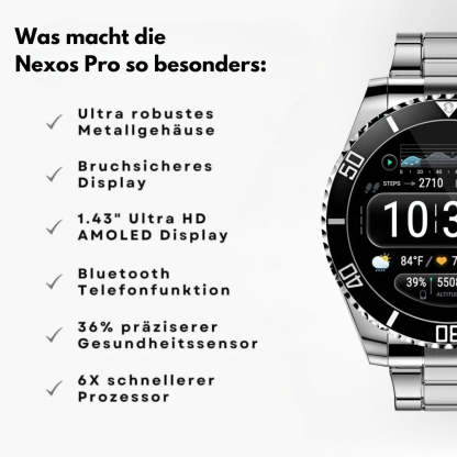 Nexos Pro Smartwatch - Unzerstörbare Militär-Gesundheitsuhr (2025)