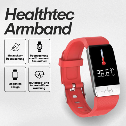 Healthtec - das 1. Gesundheitsarmband mit Echtzeit Herzfrequenzmesser, Blutdruck-/Sauerstoff-Tracker