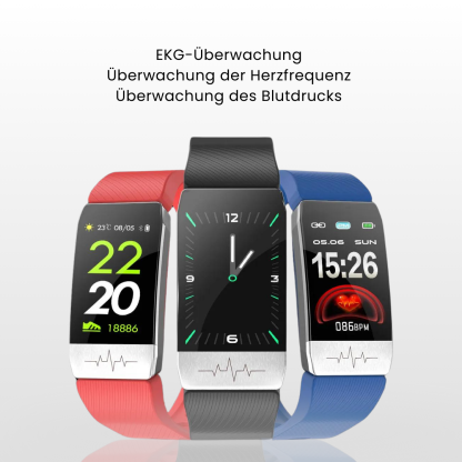 Healthtec - das 1. Gesundheitsarmband mit Echtzeit Herzfrequenzmesser, Blutdruck-/Sauerstoff-Tracker