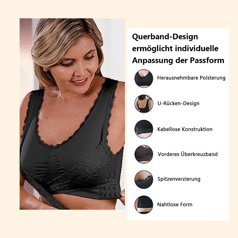 🔥2025 Neujahrsrabatt👙Bequeme Korsett-BHs aus Spitze mit überkreuzter Schnalle an der Vorderseite😊