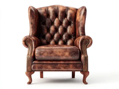 Ohrensessel Echtleder 90x95x110 cm - Braun - Klassisches Chesterfield-Design geeignet für das Wohnzimmer-Oakgetnest