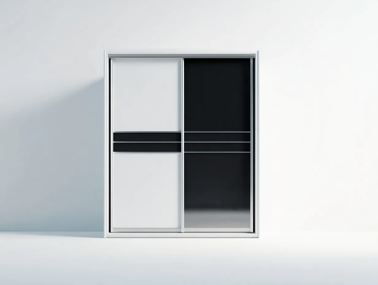 Kleiderschränke mit Schiebetüren Holzwerkstoff 180x60x200 cm - Weiß - Schwarz - Modernes Design geeignet für das Wohnzimmer-Oakgetnest