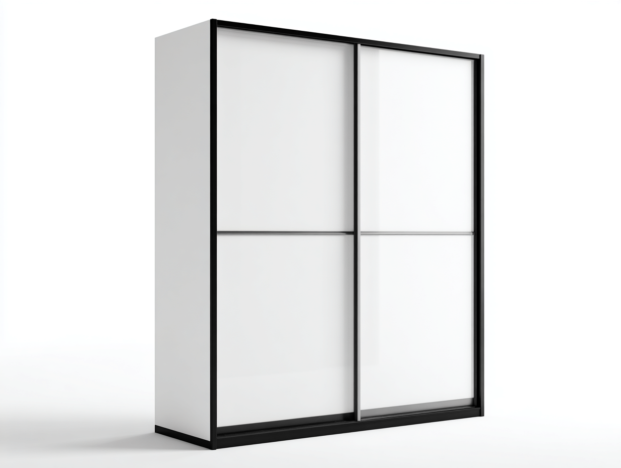 Kleiderschränke mit Schiebetüren Holzwerkstoff 180x60x200 cm - Weiß - Schwarz - Modernes Design geeignet für das Wohnzimmer-Oakgetnest