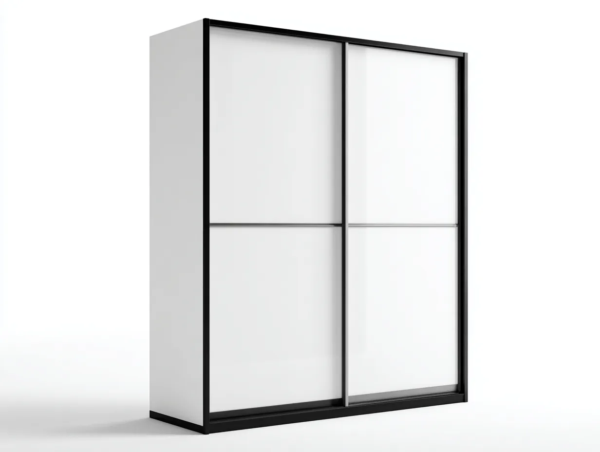 Kleiderschränke mit Schiebetüren Holzwerkstoff 180x60x200 cm - Weiß - Schwarz - Modernes Design geeignet für das Wohnzimmer-Oakgetnest