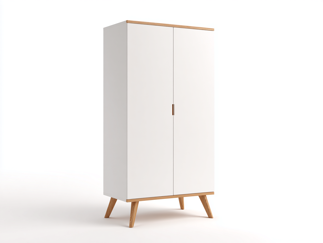 Kleiderschränke mit zwei Türen Holzwerkstoff 85x55x190 cm - Weiß - Skandinavisches Design geeignet für das Wohnzimmer-Oakgetnest