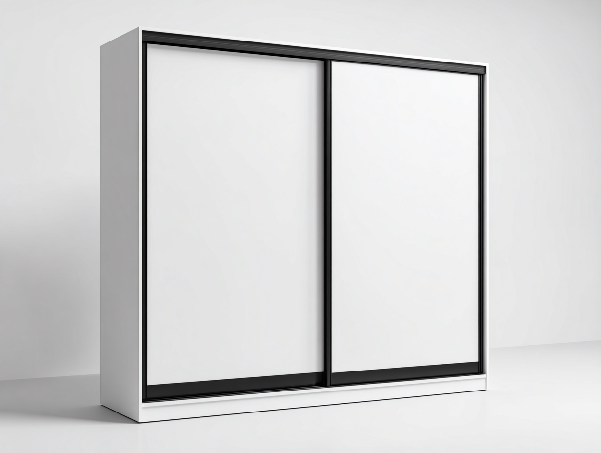 Kleiderschränke mit Schiebetüren Holzwerkstoff 200x60x210 cm - Weiß - Schwarz - Modernes Design geeignet für das Wohnzimmer-Oakgetnest