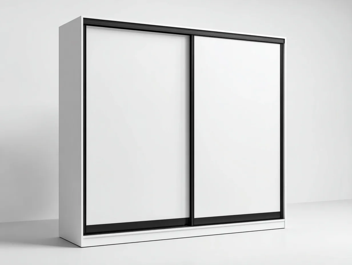 Kleiderschränke mit Schiebetüren Holzwerkstoff 200x60x210 cm - Weiß - Schwarz - Modernes Design geeignet für das Wohnzimmer-Oakgetnest