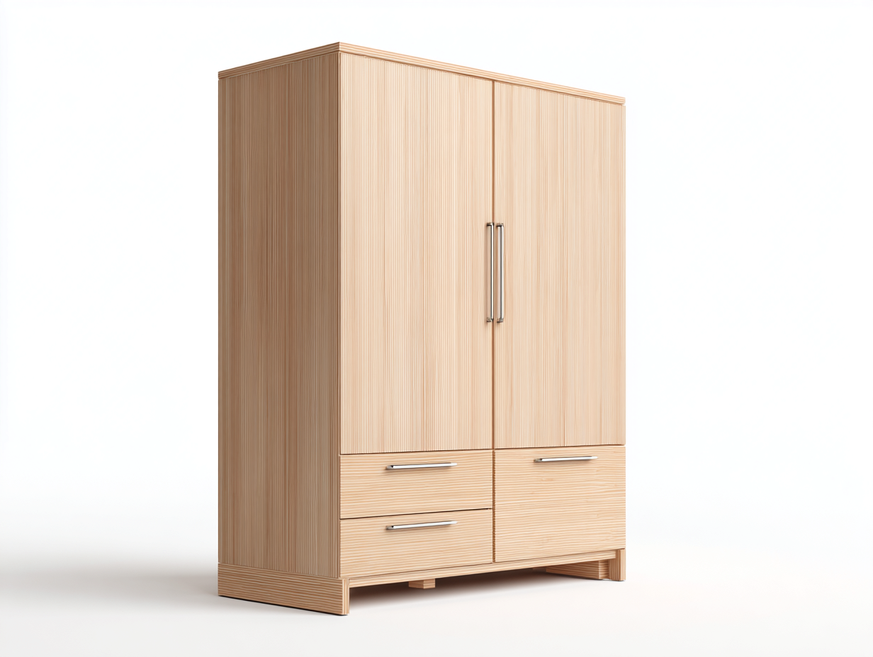 Kleiderschränke mit zwei Türen Holzoptik 110x58x195 cm - Naturholz - Modernes Design geeignet für das Wohnzimmer-Oakgetnest