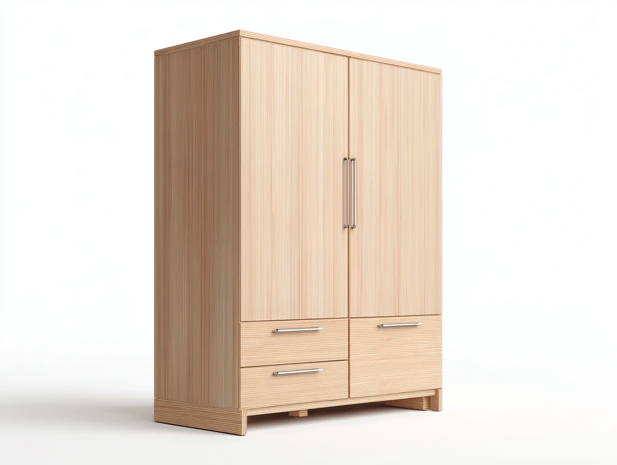 Kleiderschränke mit zwei Türen Holzoptik 110x58x195 cm - Naturholz - Modernes Design geeignet für das Wohnzimmer-Oakgetnest