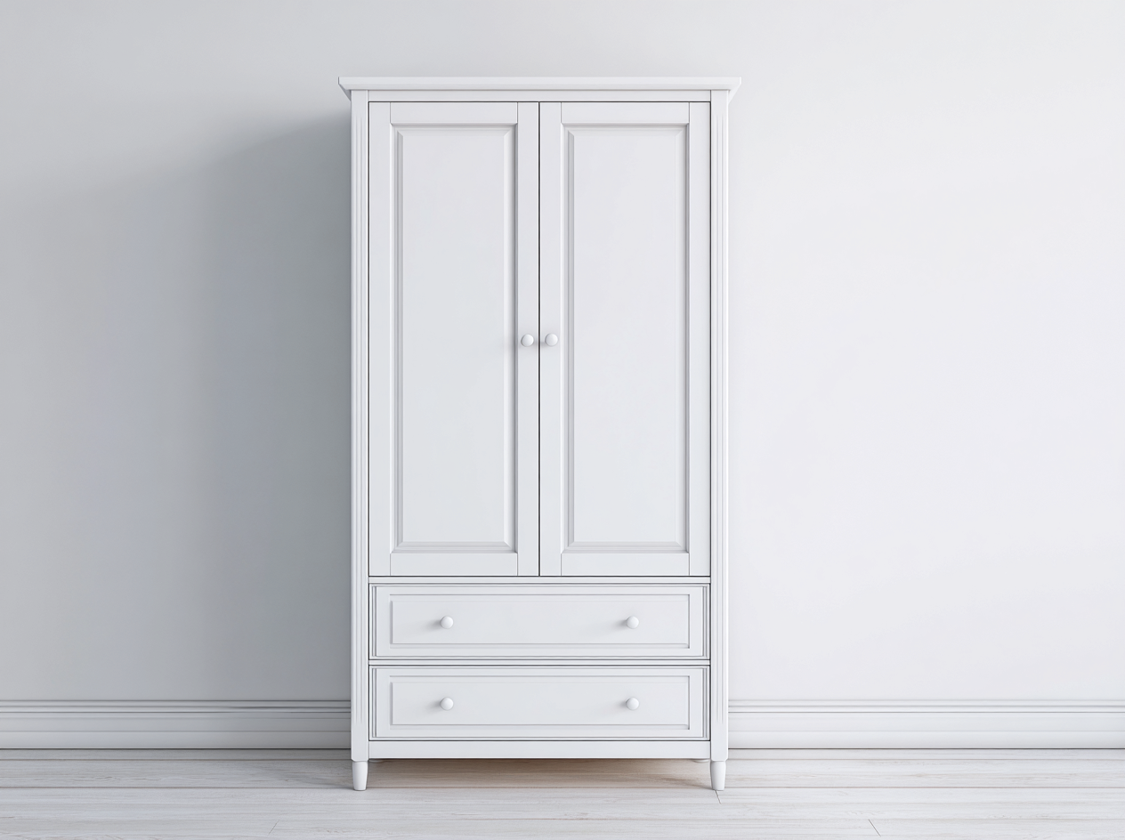 Kleiderschränke mit zwei Türen Holzwerkstoff 95x55x200 cm - Weiß - Klassisches Design geeignet für das Wohnzimmer-Oakgetnest