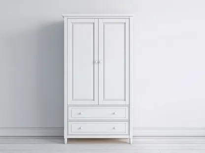 Kleiderschränke mit zwei Türen Holzwerkstoff 95x55x200 cm - Weiß - Klassisches Design geeignet für das Wohnzimmer-Oakgetnest