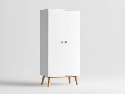 Kleiderschränke mit zwei Türen Holzwerkstoff 85x55x190 cm - Weiß - Skandinavisches Design geeignet für das Wohnzimmer-Oakgetnest