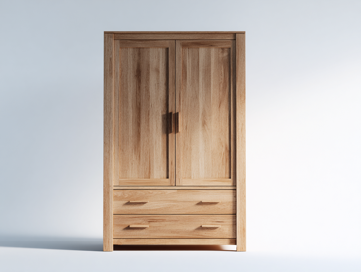 Kleiderschränke mit zwei Türen Massivholz 100x50x190 cm - Naturholz - Zeitloses Design geeignet für das Wohnzimmer-Oakgetnest